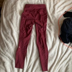 Pink LuluLemon leggings.